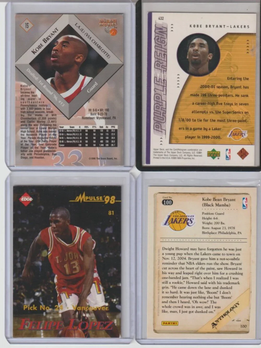 Kobe Bryant 4 Card Set — Lakers/Black Mamba Magic #25
